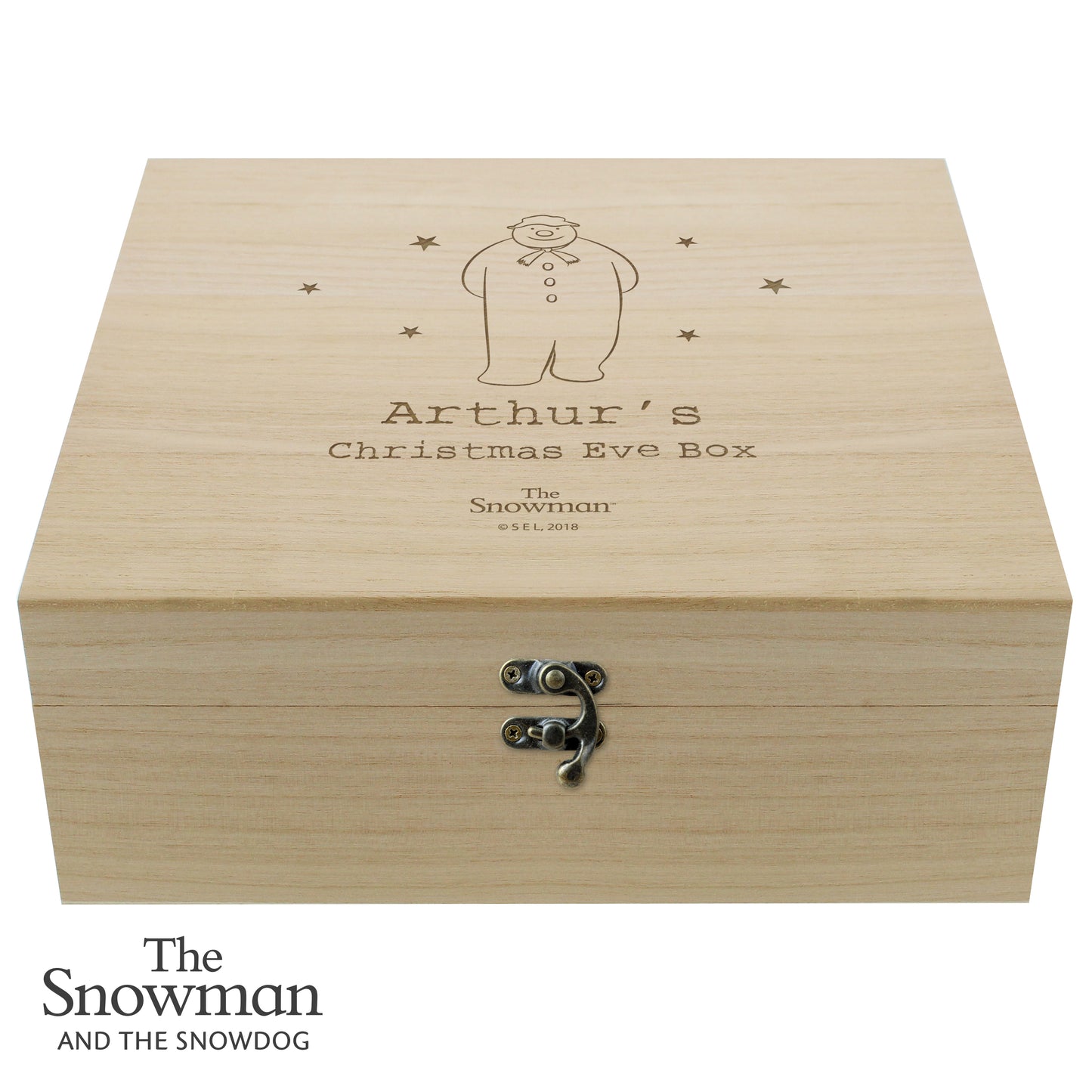 Personalised The Snowman Large Wooden Christmas Eve Box