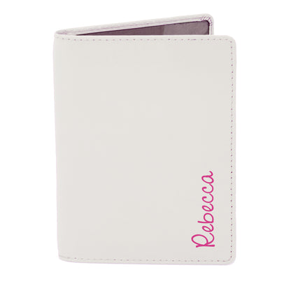 Personalised Pink Name Cream Passport Holder