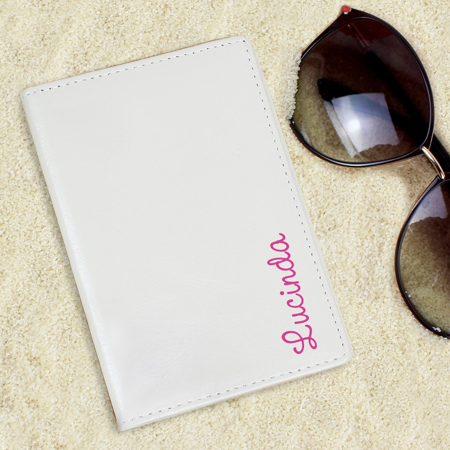 Personalised Pink Name Cream Passport Holder