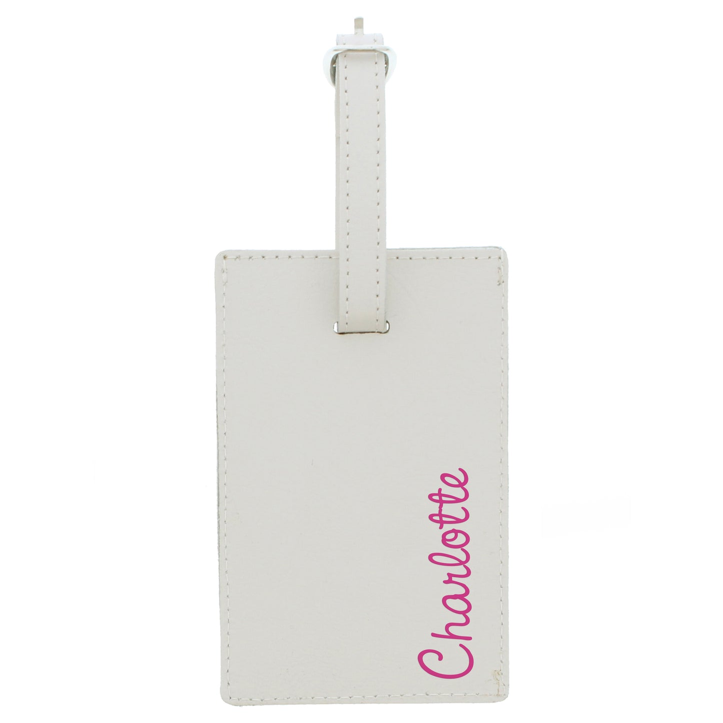 Personalised Pink Name Cream Luggage Tag