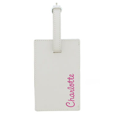 Personalised Pink Name Cream Luggage Tag