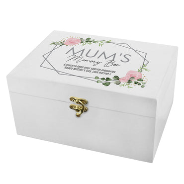 Personalised Abstract Rose White Wooden Keepsake Box