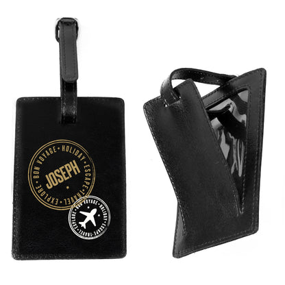 Personalised Stamped Black Luggage Tag