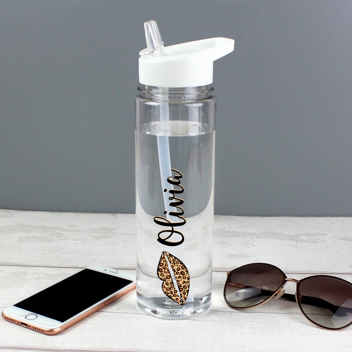 Personalised Leopard Lips Water Bottle