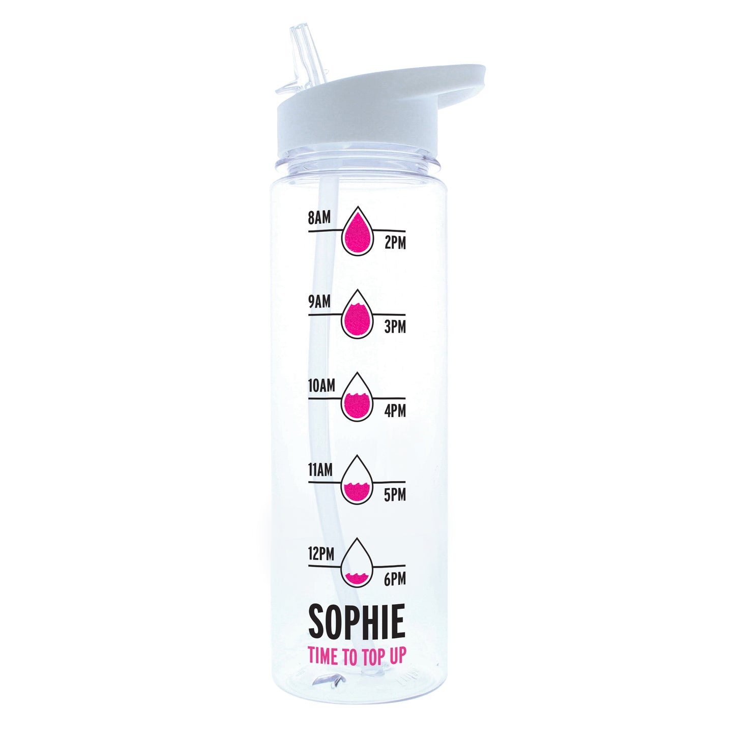 Personalised Pink 'Hydration Tracker' Water Bottle